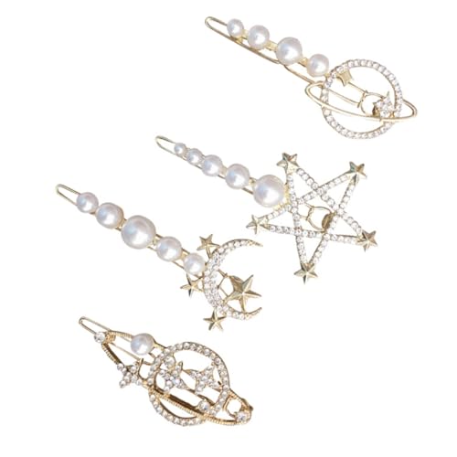 PAMINGONO 4stücke Planet Mond Haarspangen Mit Perlen Frauen Und Mädchen Kopfschmuck Für Hochzeiten Partys Und Festivals Haar Accessoires Als Outfit Und Kostümbegleiter von PAMINGONO