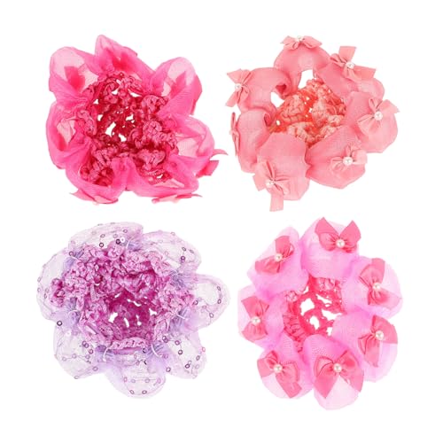 PAMINGONO 4er-Pack Damen-Haarnetze für Dutts Haarnetze Dutt-Abdeckungen für den Tanz Pferdeschwanzhalter Haar-Accessoires für Frauen von PAMINGONO