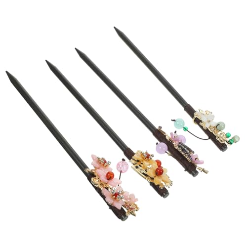 PAMINGONO 4stücke Vintage Haarnadeln Aus Holz Im Chinesischen Stil Mit Blumendekor Dekorative Haarschmuck Für Damen Und Mädchen Für Besondere Anlässe Und Tägliche Frisuren von PAMINGONO