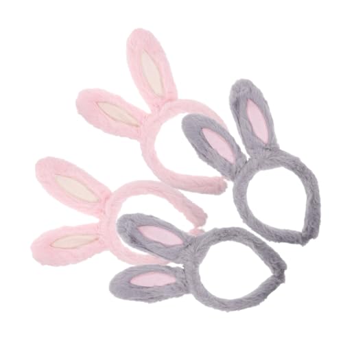 PAMINGONO 4stücke Hasenohren Haarreif Für Erwachsene Flauschige Bunny Ears Stirnbänder Für Fasching Cosplay Ostern Und Partys Bequeme Und Niedliche Haarschmuck Accessoires von PAMINGONO