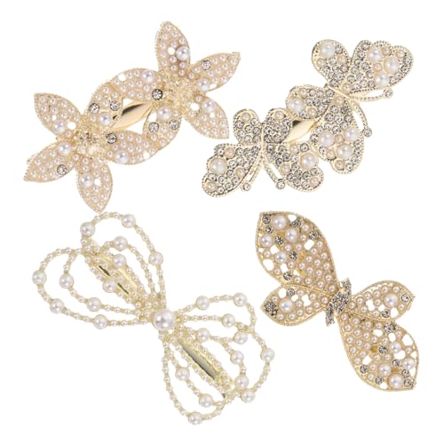 PAMINGONO 4stücke Teiliges Schmetterlings-haarclips Mit Perlenblüten Glänzende Haarspangen Für Damen Und Mädchen Für Hochzeiten Partys Und Tägliche Styles von PAMINGONO