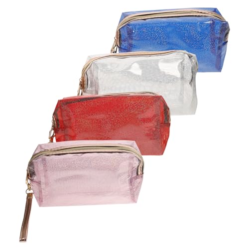 PAMINGONO 4stücke Holografische Kosmetiktasche Aus Irisierende Schminktasche Mit Metallreißverschluss Reise Make-up Tasche Für Damen Kulturtasche Mit Aufbewahrungsfunktion Tragbare Beauty von PAMINGONO