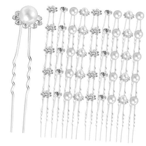 PAMINGONO 40stücke Haarnadeln Mit Strasssteinen Und Kunstperlen U-form Haarstyling-nadeln Für Braut Hochzeit Und Formelle Anlässe Haarschmuck Für Damen von PAMINGONO