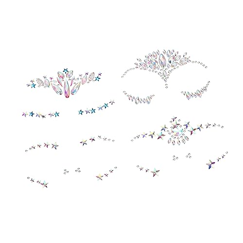 PAMINGONO 4blätter Gesicht Juwelen Gesicht Edelsteine Aufkleber Make-up Strass Aufkleber Für Party Festival Halloween Cosplay Augenbrauen Stirn Dekoration Acryl Wiederverwendbar von PAMINGONO