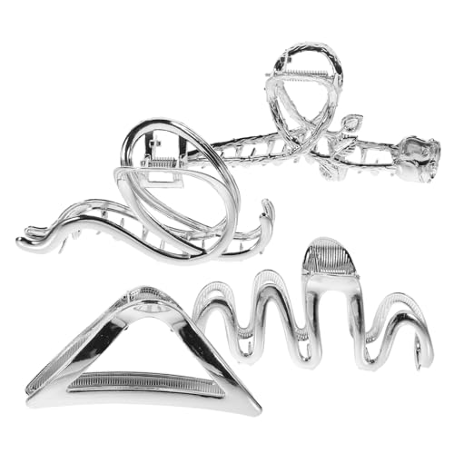 PAMINGONO 4stücke Große Haarklammern Für Damen Set Aus Modischen Metall-haarclips Silber Für Haartypen Langlebig Und Für von PAMINGONO
