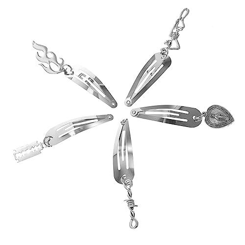 PAMINGONO 5 Paare Goth Haarklammern Metall Haarschmuck Mädchen Halloween Haarspangen Snap Clips Vielseitig Langlebig Für Party Cosplay Bühnenauftritte von PAMINGONO