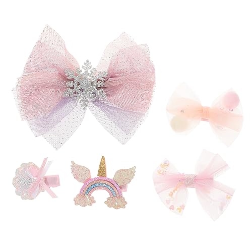 PAMINGONO 5stücke Teiliges Schneeflocken-haarclip-set Für Mädchen Modische Haarklammern Mit Schleifen Für Partys Geburtstage Und Alltagsgebrauch Hochwertige Verarbeitung Einfach Zu von PAMINGONO