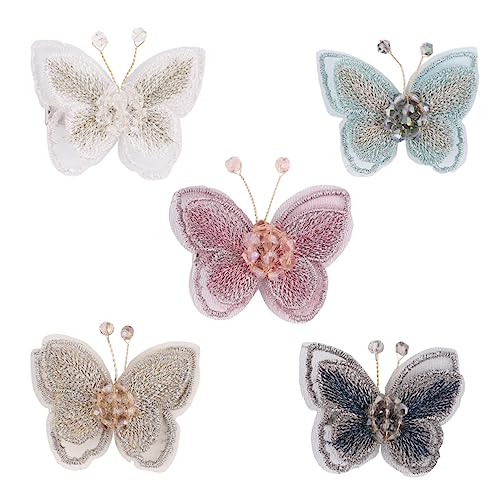 PAMINGONO 5stücke Teiliges Haarclip Zarten Schmetterlingsdesigns Haarschmuck Für Mädchen Blau Grün Beige Und Weiß Für Hochzeiten Partys Und Besondere Anlässe von PAMINGONO