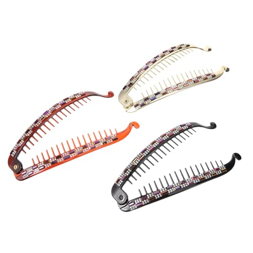 PAMINGONO 6stücke Wasserdiamant Haarspangen Vertikale Strassmuster Vielseitige Haarklammern Für Und Mädchen Für Hochzeiten Und Partys Schwarz Kaffee Gold von PAMINGONO