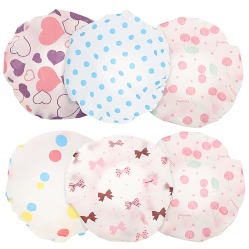 PAMINGONO 6stücke Pack Junge Mädchen Duschhauben Elastische Badehüte Wiederverwendbare Haar Kappen Zum Baden Und Duschen Für Kleinkinder von PAMINGONO