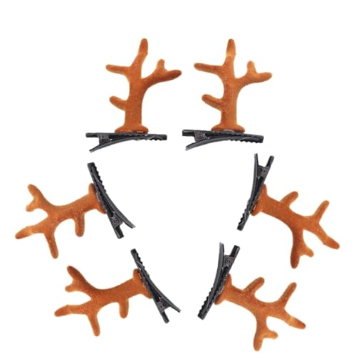 PAMINGONO 6 Stück Rentier Geweih Haarspangen Für Mädchen Festliche Haar Accessoires Ideale Party Dekoration Und Foto Requisiten Geweih Haarnadeln Für Weihnachtsfeiern von PAMINGONO