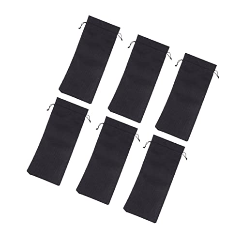 PAMINGONO 6stücke Schwarz Weinflaschentaschen Aus Sackleinen Mit Kordelzug Flaschenverpackung Geschenkbeutel Weinflaschentüten Reusable Weinbeutel von PAMINGONO