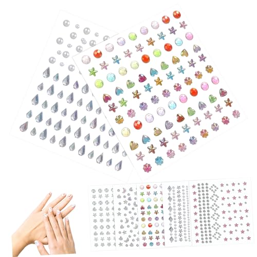 PAMINGONO 7 Blätter Face Gems Stick Teiliges Selbstklebende Strasssteine für Gesicht Make Up Festival Körper Schmuck Wiederverwendbar Glitzernde Aufkleber für Karneval Party Crafts von PAMINGONO