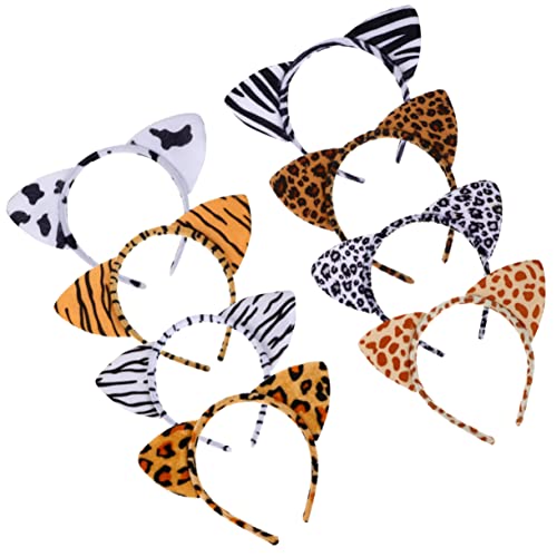 PAMINGONO 8Stücke Teiliges Leopard Katzenohren Haarband Elastische Tierohren Haarschmuck für Kostümpartys Karneval Halloween und Besondere Anlässe von PAMINGONO