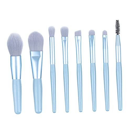 PAMINGONO 8 Teiliges Make Up Pinsel Set Mit Mattiertem Holzgriff Und Weichen Borsten Ideal Für Puder Lidschatten Eyeliner Und Blush Stilvollem Hellblau Perfekt Für Professionelle von PAMINGONO