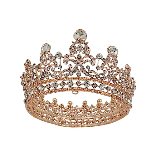 PAMINGONO Barocke Haarvigne Damen Tiara mit Strass Leichte Legierte Brautkrone für Hochzeit Party Vintage Haarschmuck Rundes Design Einfach zu Befestigen Edle Hochzeitsdekoration von PAMINGONO