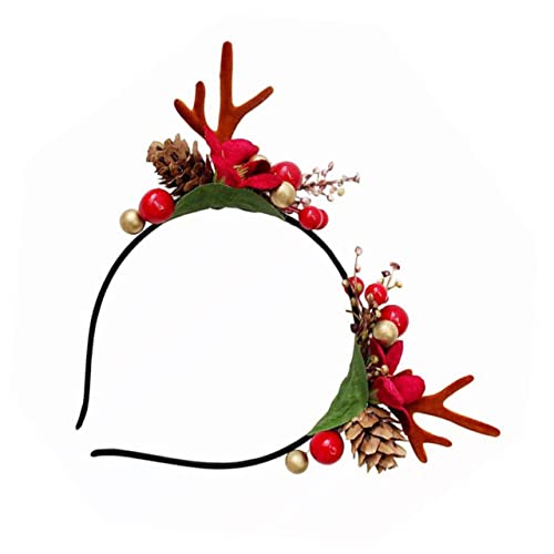 PAMINGONO Weihnachtlicher Haarreif Mit Floralen Motiven Und Tannenzapfen Antler Haarband Für Festliche Anlässe Ideal Für Weihnachten Partys Und Dekorationen von PAMINGONO