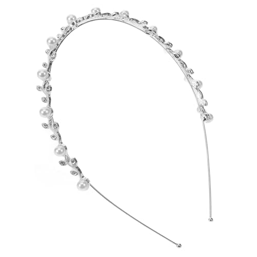 PAMINGONO Braut Haarband Silber mit Perlen und Strasssteinen Legierung Diadem Haarschmuck für Damen Eleganter Kopfschmuck für Hochzeit Verlobung und Party von PAMINGONO