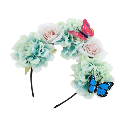 PAMINGONO Butterfly Headband Mit Kunstblumen Dekorativer Haarschmuck Für Cosplay Hochzeiten Und Partys Flexibles Und Bequemes Design Für Damen von PAMINGONO