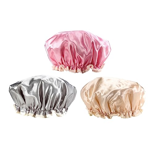 PAMINGONO Duschhauben Damen Badehauben-set/Kurzes Haar Grau 3er-pack Wiederverwendbar von PAMINGONO
