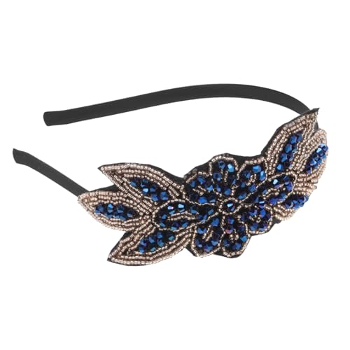 PAMINGONO Vintage Perlen Haarreif Für Hochzeiten Party Kopfschmuck Einzigartiges Haaraccessoire Blau Für Frauen Und Mädchen Mit Schleife Leicht Und Auffällig von PAMINGONO