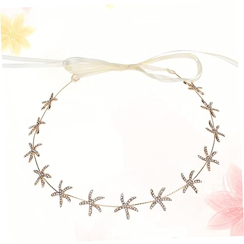 PAMINGONO Goldfarbenes Seestern Haarband mit Strasssteinen Leichtes Brautschmuck Accessoire für Hochzeit Party und Festliche Anlässe Einfach zu Befestigen Eleganter Kopfschmuck für Damen von PAMINGONO