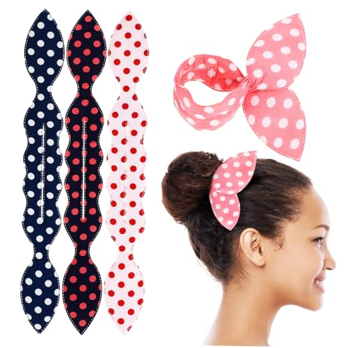 PAMINGONO Haar-Dutt-Maker-Set 4-teilig Lazy Curler Dutt- für Damen Easy Bun Roller Schwamm Polyester Dutt-Zubehör mehrfarbig von PAMINGONO