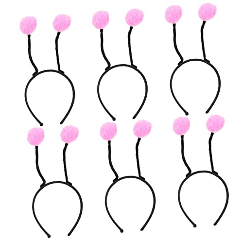 PAMINGONO Haarball Stirnband 6 Stück Für Mädchen Elastisch Cosplay Kopfschmuck Rosa Party Festival Accessoire von PAMINGONO