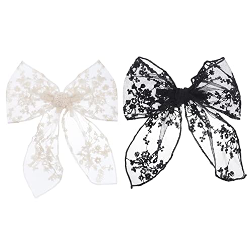 PAMINGONO 2stücke Vintage Haarschmuck Schleifen Für Damen Aus Spitze Und Metall Haarschleifen Für Mädchen Mit Bogen Haarspangen Für Hochzeit Und Party von PAMINGONO