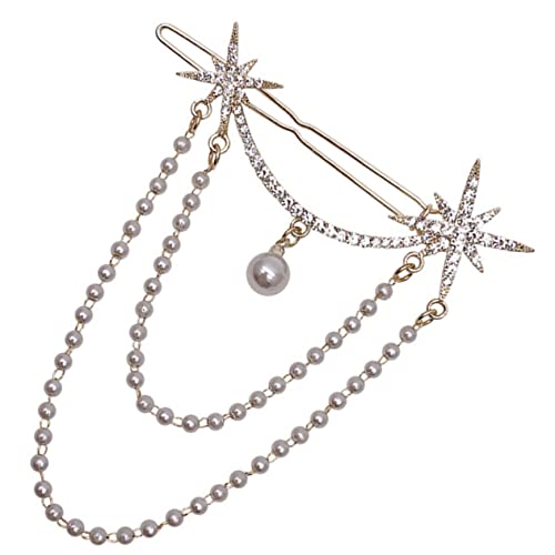 PAMINGONO Strass Kette Stern Haarspange Charm Clip Für Frauen Mädchen Haar Zubehör Für Kopfschmuck Mode Quaste Haarnadel von PAMINGONO