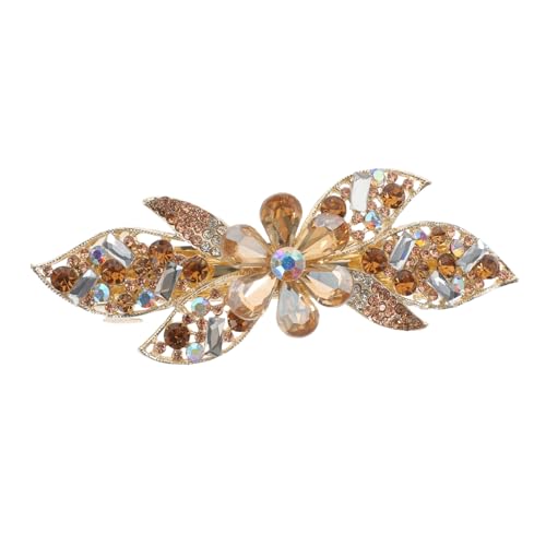 PAMINGONO Blumen-haarspange Mit Strass Eleganter Haarschmuck Für Damen Stabiler Metallfeder-haarclip Für Für Hochzeiten Und Partys Champagnerfarbe von PAMINGONO
