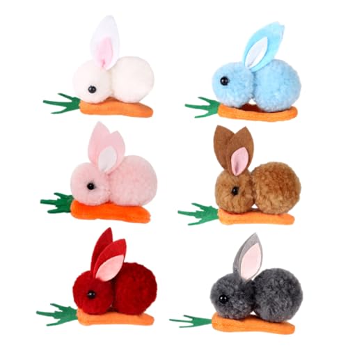 PAMINGONO 6stücke Teiliges Mini Haarklammern Mit Plüschhasen Und Karotten Für Ostern Süße Haarspangen Verschiedenen Farben Für Damen Für Festliche Anlässe von PAMINGONO