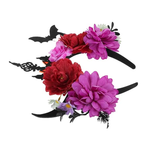 PAMINGONO Stirnband Halloween Teufelshörner Fledermausohren Dämonenkostüm Zubehör Haarband Cosplay Party Gruseliges Kostümbedeckung von PAMINGONO