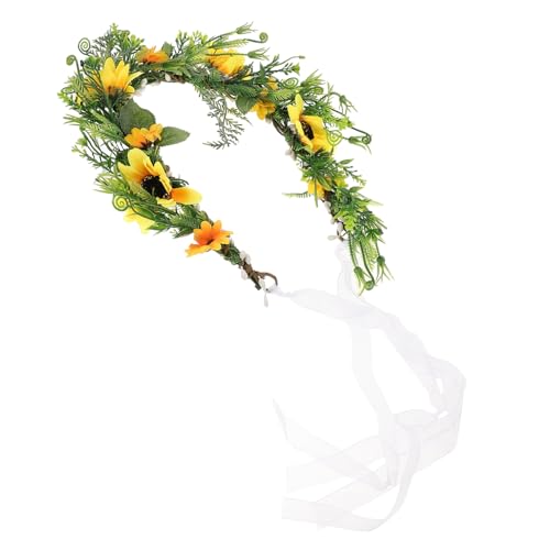 PAMINGONO Modisches Sonnenblumen-haarband Hochzeits-brautjungfern-accessoire Haargirlande für Jungen und Mädchen Sicher Hautfreundlich und Langlebig von PAMINGONO