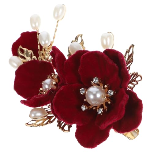 PAMINGONO Vintage Haarklammer Mit Roter Camellia-blume Klassische Haarspange Im Chinesischen Stil Für Frauen Für Festliche Anlässe Und Alltag Elegantes Accessoire Für Einen Charmanten von PAMINGONO