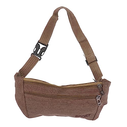 PAMINGONO Wasserdichter Sport Bauchtasche Für Handy Verstellbare Hüfttasche Aus Canvas Multifunktionale Lauf Und Radfahrertasche Für Männer Und Frauen Kaffeefarbe von PAMINGONO