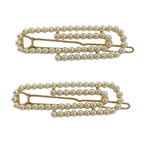 PAMINGONO 2stücke Perlen Haarspangen Mode Haarclips Frauen Mädchen Haaraccessoires Geburtstagsgeschenk Ponyhalterung Hochzeit Verabredung Frisurdekoration von PAMINGONO