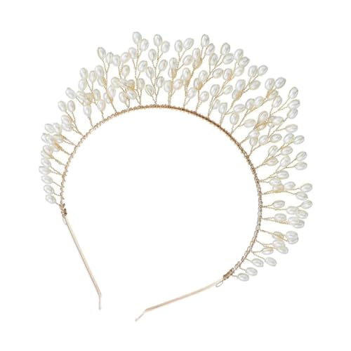 PAMINGONO Perlen Kopfbedeckung Haarbänder Krone Haarbänder Brautjungfern Haargummi Perlen Brautkrone Hochzeits Kopfschmuck Für Die Braut Hochzeitsschmuck Strass Haar von PAMINGONO
