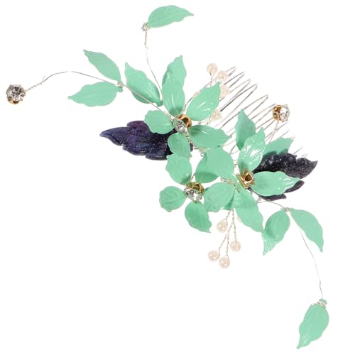 PAMINGONO Perlenblatt Haarkamm für Hochzeiten Eleganter Brautschmuck mit Verarbeitung für Besondere Anlässe und Partys Grünem Design von PAMINGONO
