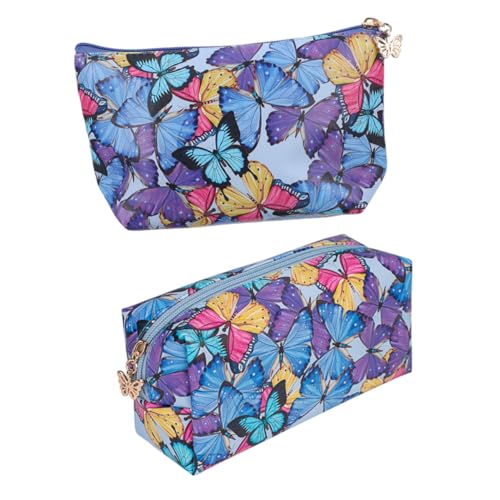 PAMINGONO Praktische Kosmetiktasche Mit Reißverschluss Und Schmetterlingsmuster Make-up-Taschen-Set Für Damen von PAMINGONO
