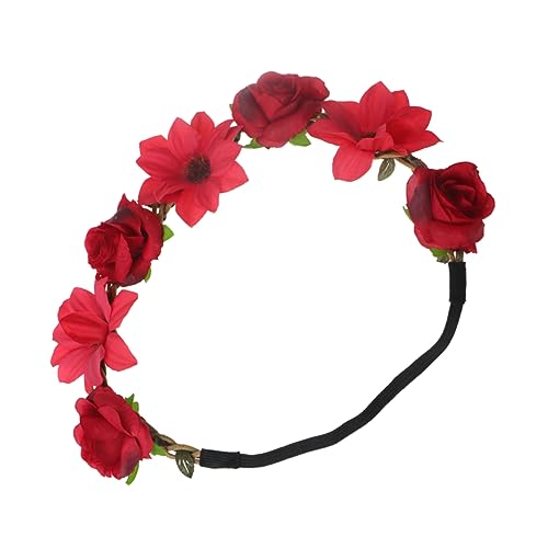 PAMINGONO Haarkranz Haarband Rot Blumen Kopfschmuck Für Hochzeit Festival Party Fotoshooting PAMINGONO Haarkranz Haarband Rot Blumen Kopfschmuck Für Hochzeit Festival Party Fotoshooting von PAMINGONO