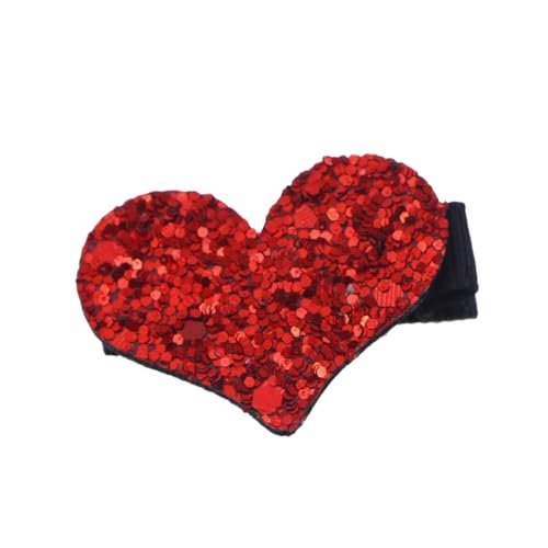 PAMINGONO Rote Herz Haarspange mit Glitzerpailletten Alligator und Duckbill Clip Modischer Haarschmuck für Damen und Mädchen Voll Bedeckte Glatte Oberfläche Geeignet für Party Hochzeit und von PAMINGONO