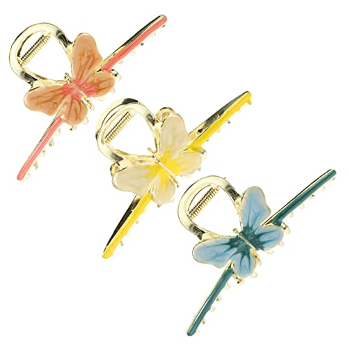 PAMINGONO Schmetterlings-Haarnadel für Damen 3er-Pack große Haarklammer Haarhalter mit Clip hinten bequem und langlebig von PAMINGONO