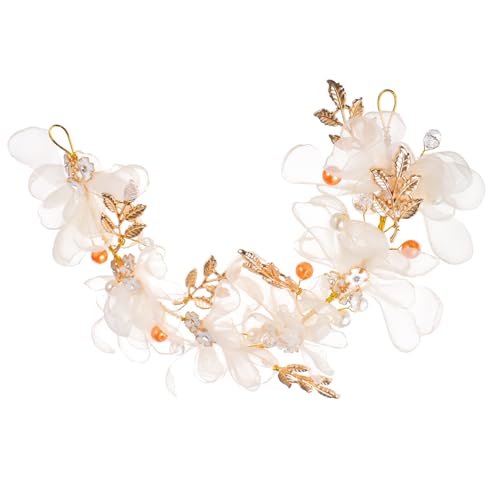 PAMINGONO Braut Haarkranz Mit Perlen Und Kristallen Stirnband Für Hochzeiten Brautjungfern Und Besondere Anlässe Champagnerfarben Langlebig Und von PAMINGONO