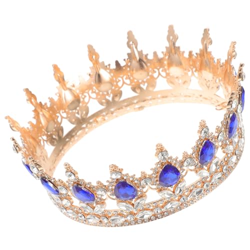 PAMINGONO Strass Tiara Hochzeit Mit Perlenkrone Barocke Hochzeit Haarschmuck Für Damen Brautkopfschmuck Für Die Hochzeit Gotische Kronen Für Frauen Kopfbedeckung Für Damen Brautkrone Blue von PAMINGONO
