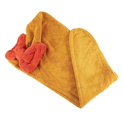 PAMINGONO Trockene Haarkappe Borste Nass Haarhaube Haartrockene Kappen Saugfähiger Hut Des Karikaturbades Handtuch Haartuchwickel Kleiner Föhn Badekappe Badetuch Yellow Korallenvlies von PAMINGONO