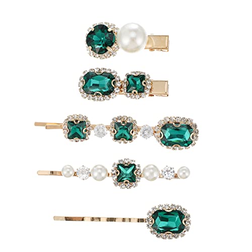 PAMINGONO Vintage Haarschmuck Teiliges Strass Haarspangen Damen mit Grünem Rutschfest Schonend für Haartypen Haarklammern für Alltag und von PAMINGONO