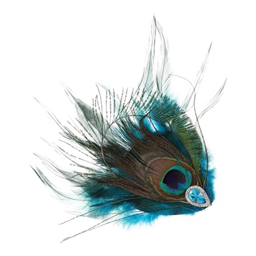 PAMINGONO Vintage Pfauenfeder Haarspange mit Strasssteinen Leichter Seitlicher Haarklammer Komfortabler und Eleganter Haarschmuck für Damen für Festliche Anlässe und Alltag von PAMINGONO