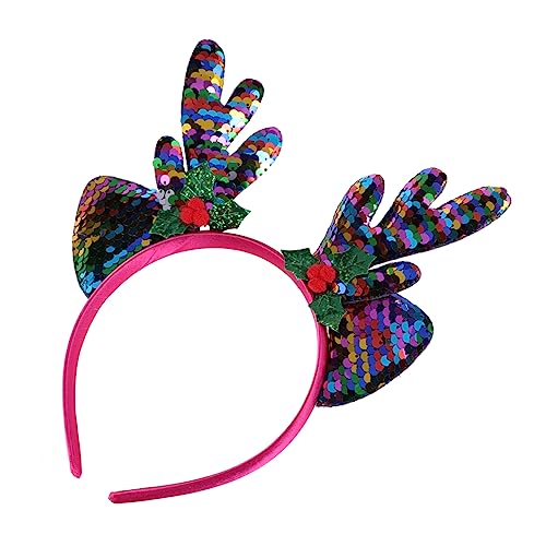 PAMINGONO Elegantes Weihnachts-haarband Geweih-kopfbedeckung Pailletten-haarreifen Schleife Für Partys Karneval Feiertage von PAMINGONO