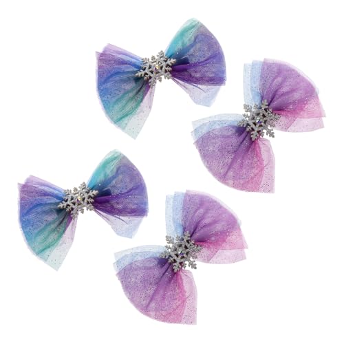 PAMINGONO 4stücke Bow-knot Haarclips Mit Schneeflocken-dekoration Süße Weihnachts-haarspangen Für Mädchen Für Partys Festivals Und Besondere Anlässe von PAMINGONO